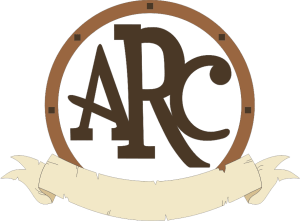 The letters ARC written inside a brown circle.