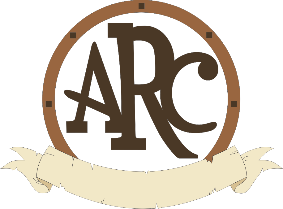 The letters ARC written inside a brown circle.